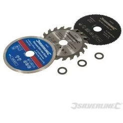 SILVERLINE Mini-lames De Scie, 3 Pcs, ø 85 Mm - Alésage 15 Mm, Diamètre85 Mm - Alésage 15 Mm