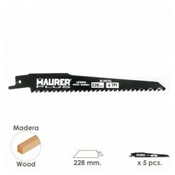 MAURER Lama Per Sega Zibellino Madera 228 Mm. - 6 Tpi Tipo Bosch (5 Pezzi)