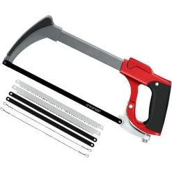 BEARSU 300 Mm Cadre De Scie à Métaux Multifonction,Remplacement Des Lames De Scie En Un Clic,6 Lames Interchangeables,2 Angles De Coupe,Scies à Archet à Aile à Vis Réglable