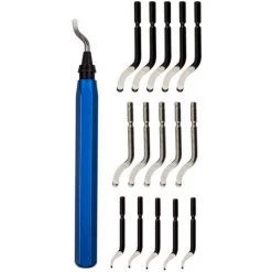 ASUPERMALL Lames De Deburrence Rotatives Ensemble De La Poignee En Alliage D'Aluminium Avec Des Lames De 43 Mm / 47Mm Pour L'Acier De Cuivre En Plastique De Bois, 16 Pcs
