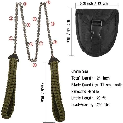 BRIDAY Portatif Tronçonneuse Scie à Main Avec Poignées De Corde Parachute Multifonction Trousse En Nylon, Câble Scie Pour La Survie Gear, Le Camping, La Chasse. 2 BRIDAY Portatif Tronçonneuse Scie à Main Avec Poignées De Corde Parachute Multifonction Trousse En Nylon, Câble Scie Pour La Survie Gear, Le Camping, La Chasse. – Image 2