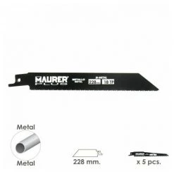 MAURER Lama Per Sega Zibellino Metallo 228 Mm. - 18 Tpi Tipo Bosch (5 Pezzi)