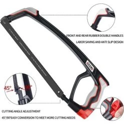 DECKON Scie à Métaux 12 Pouces, Scie à Métaux Professionnelle, 7 Lames De Scie Multifonctions, Deux Angles De Coupe (45°/90°), Tension Réglable -Outlet Scie à main et lames de scie Store 51586460 4