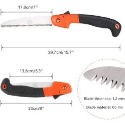 Scie à Élaguer Pliante, Scie à Main Avec Verrouillage Sécurisé Et Poignée Souple Pour Couper Ou Elaguer Le Jardin Des Arbres, Le Camping, Le Travail Du Bois (Orange/Noir)，Fontainebleau -Outlet Scie à main et lames de scie Store 52570057 2