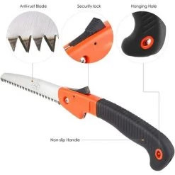 Scie à Élaguer Pliante, Scie à Main Avec Verrouillage Sécurisé Et Poignée Souple Pour Couper Ou Elaguer Le Jardin Des Arbres, Le Camping, Le Travail Du Bois (Orange/Noir)，Fontainebleau -Outlet Scie à main et lames de scie Store 52570057 3