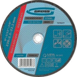 GROSS - Disque à Tronçonner Pour Métal - 230 X 2,5 X 22,2 Mm -Outlet Scie à main et lames de scie Store 52636933 2