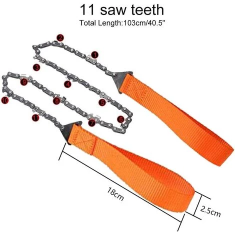 TINOR Portatif Tronçonneuse Scie à Main, Câble Scie Pour La Survie Gear, Le Camping, La Chasse, Acier Lame Bidirectionnelle, Facile Pour Couper La Branche (11 Dents, 103 Cm) 5 TINOR Portatif Tronçonneuse Scie à Main, Câble Scie Pour La Survie Gear, Le Camping, La Chasse, Acier Lame Bidirectionnelle, Facile Pour Couper La Branche (11 Dents, 103 Cm) – Image 5