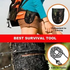 FR-LIFE BR-Vie Avec Poignée Tronçonneuse à 24" Poche, Scie à Main Portative Hain Rope Avec Pochette De Transport Pour La Coupe Du Bois, Camping, Travaux De Jardin -Outlet Scie à main et lames de scie Store 57556413 5