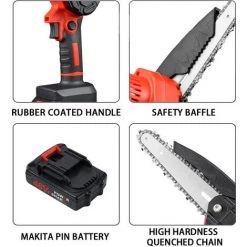 Cisea Tronçonneuse à Batterie, Mini Tronçonneuse électrique Sans Fil De 10,2 Cm, Tronçonneuse électrique Portable, Tronçonneuse Avec Batterie Rechargeable Pour L'élagage Du Jardin, La Coupe Du Bois -Outlet Scie à main et lames de scie Store 58082465 3