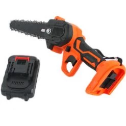 Cisea Mini Tronçonneuse à Batterie 4 Pouces, Moteur Renforcé, Tronçonneuse électrique Sans Fil Portable, 1 Batteries + 1 Chaînes, Petites Piles Rechargeables Pour Tronçonneuse Sans Fil -Outlet Scie à main et lames de scie Store 58082515 3