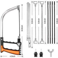 NAXUNNN Mini Scie à Main Bois Set, Avec 8 HSS Lames Divers D'égoïne, Cadre Réglable, Petite Scie à Métaux Manuelle Universelle Pour Bois/Verre/Métal/PVC/Tuile Avec Mallette (Orange) -Outlet Scie à main et lames de scie Store 59081856 4