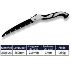 MERKMAK Scie A Main Pliante A Lame Extra Longue Robuste SK5 210mm Pour Jardin, Taille Et Coupe Des Branches Camping