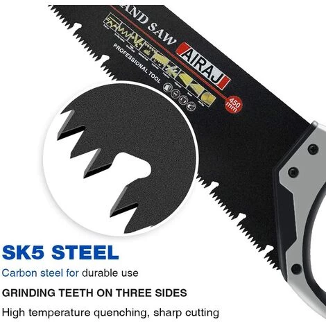 Scie à Main Professionnelle Sétaire 45 Cm AIRAJ, Scie à Main Coupe Bois, Manche Ergonomique En Caoutchouc, Idéale Pour Scier, Tailler, Jardiner, Couper Et Couper Le Bois, Scie à Métaux à Main Pour Plaques De Plâtre 3 Scie à Main Professionnelle Sétaire 45 Cm AIRAJ, Scie à Main Coupe Bois, Manche Ergonomique En Caoutchouc, Idéale Pour Scier, Tailler, Jardiner, Couper Et Couper Le Bois, Scie à Métaux à Main Pour Plaques De Plâtre – Image 3