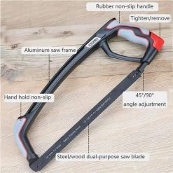 AIRAJ Cadre De Scie à Métaux, Avec 7 Lames De Scie En Acier, Cadre Réglable, Scie à Métaux Portative Avec Lame Interchangeable, Scie à Métaux Pour Couper Le Bois, L'acier, Les Tuyaux En PVC, La Viande Congelée (lourd). -Outlet Scie à main et lames de scie Store 59894806 3