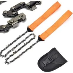 NAXUNNN Scie à Chaîne, 11 Dents En Acier Pocket Chainsaw, Scie A Chaine Portative, Tronçonneuse De Survie En Plein Air Avec Sac De Transport