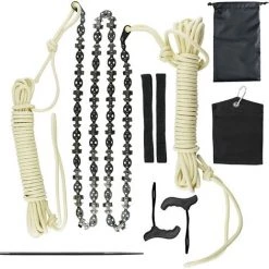 JUNJUN Tronçonneuse Scie à Main Pour Haute Branche Avec 62 Lames Chaîne Scie Longue De 48 Pouces Et Deux Cordes De 7.2M, Facile Pour Couper La Branche Haute à 9M