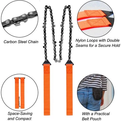 Portatif Tronçonneuse Scie à Main Avec Une Pochette, Chaîne De Scie Pliante Main Survie Poche Chainsaw Pliage Scie à Chaîne à La Main Outil D'Urgence Pour La Randonné Camping Chasse 56Vingt 2 Portatif Tronçonneuse Scie à Main Avec Une Pochette, Chaîne De Scie Pliante Main Survie Poche Chainsaw Pliage Scie à Chaîne à La Main Outil D'Urgence Pour La Randonné Camping Chasse 56Vingt – Image 2