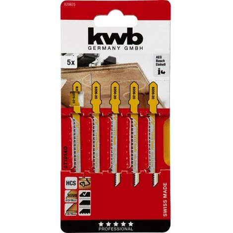 Kwb 620625 Lame De Scie Sauteuse, Travail Du Bois, HCS, Tige à Came Simple 5 Pc(s) 2 Kwb 620625 Lame De Scie Sauteuse, Travail Du Bois, HCS, Tige à Came Simple 5 Pc(s) – Image 2