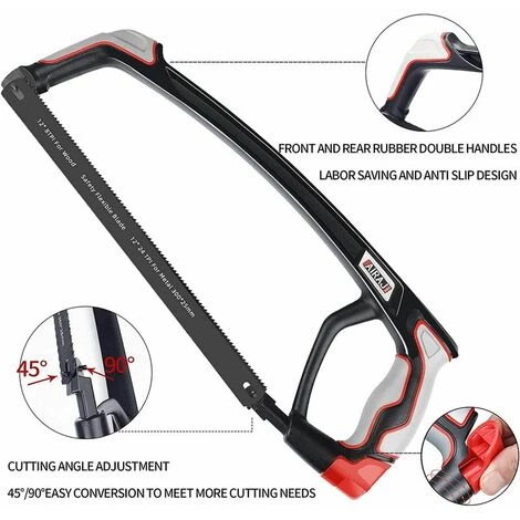 KAEJYIUT Scie à Métaux 12 Pouces, Scie à Métaux Professionnelle, 7 Lames De Scie Multifonctions, Deux Angles De Coupe (45°/90°), Tension Réglable 4 KAEJYIUT Scie à Métaux 12 Pouces, Scie à Métaux Professionnelle, 7 Lames De Scie Multifonctions, Deux Angles De Coupe (45°/90°), Tension Réglable – Image 4
