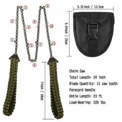 Tronçonneuse De Poche Avec Poignée En Paracorde (61 Cm - 11 Dents) - Équipement De Survie D'urgence En Plein Air - Scie à Main - Scie à Main Rapide Pour Le Bois Et Les Arbres - Idéale Pour Le Camping, La Randonnée, La Chasse,Yeurié -Outlet Scie à main et lames de scie Store 66578895 3