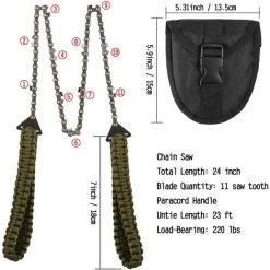 AOUGO Portatif Tronçonneuse Scie à Main Avec Poignées De Corde Parachute Multifonction Trousse En Nylon, Câble Scie Pour La Survie Gear, Le Camping, La Chasse. -Outlet Scie à main et lames de scie Store 67703927 3