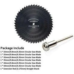 7pc HSS Lames De Scie Outil Rotatif, (Acier De Nitruration) Circulaire Disques De Lame De Scie, (disque à Tronçonner En Bois) Pour Outil Rotatif Mandrin Avec Tige D'extension 1/8"(3.175mm) Ephé -Outlet Scie à main et lames de scie Store 67860643 5